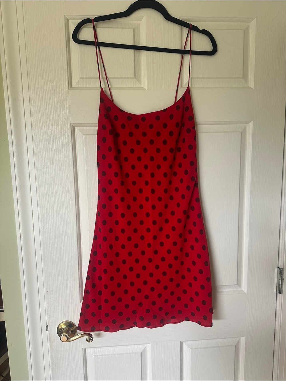 Abercrombie & Fitch Red Slip Dress with Black Polka Dots